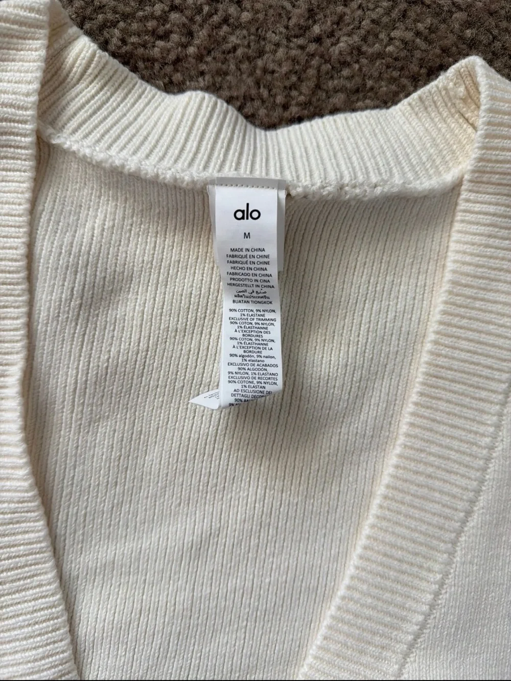 alo scholar Cardigan Sweater Ivory size M